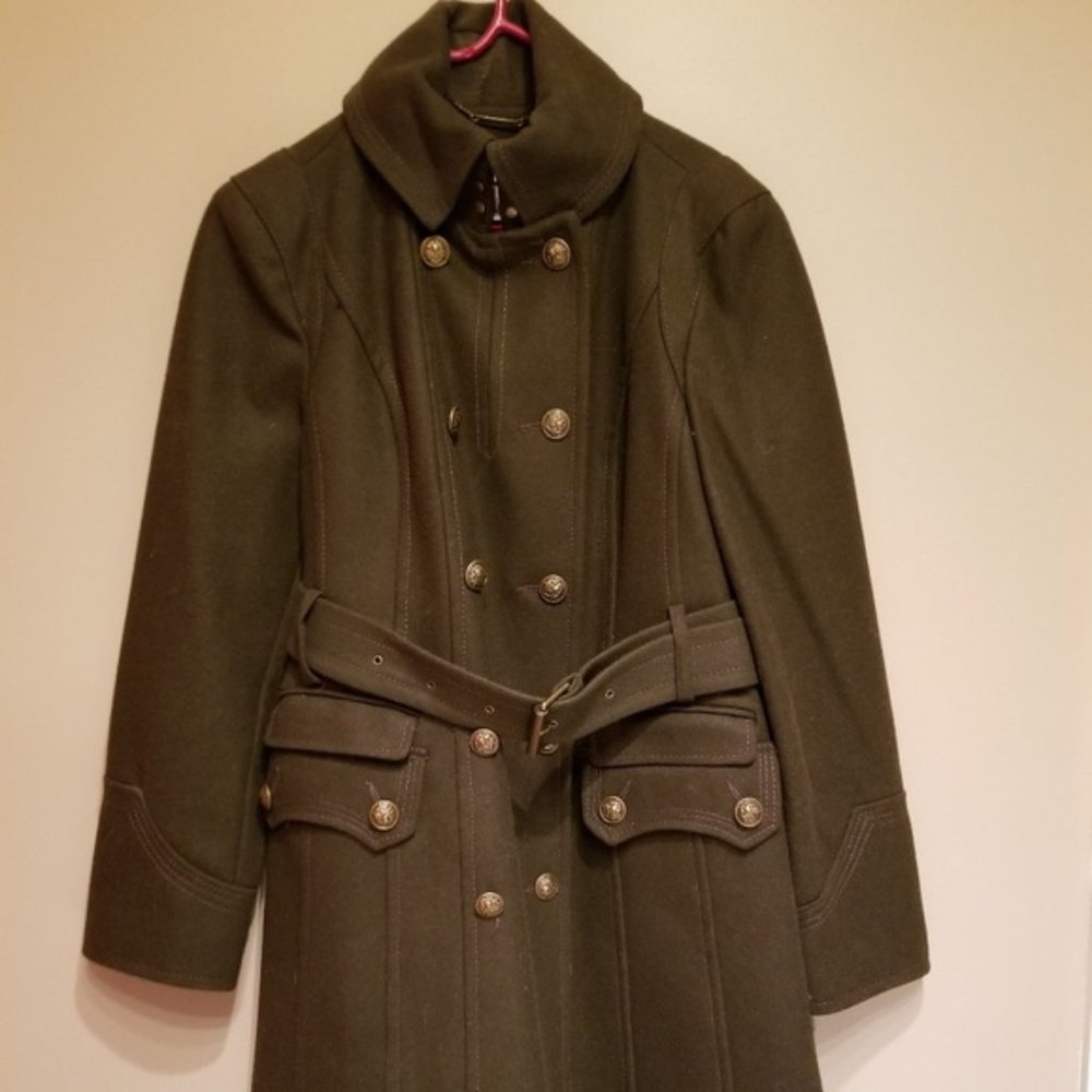 Worthington olive wool military coat